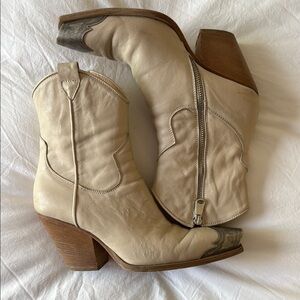 Free People Cream Western Boots